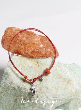 7in 925银手链 【赤马】原创小众设计复古手作编织红色小马银手链