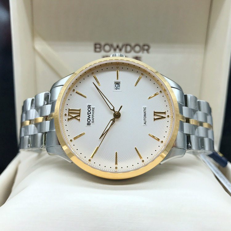 宝舵手表男钢带日历正品机械表商务休闲全自动透底情侣女表防水