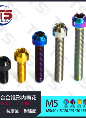TS M5 TC4钛合金摩托车 圆柱内梅花改装螺丝M5X10/15/20-35多色彩