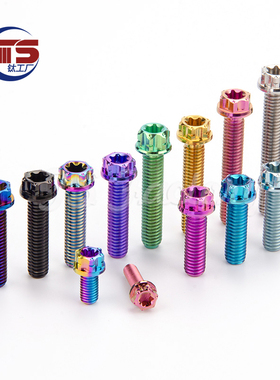 TS M6X5—50mm 钛合金螺丝内外梅花摩托电动机车法兰花头多色彩