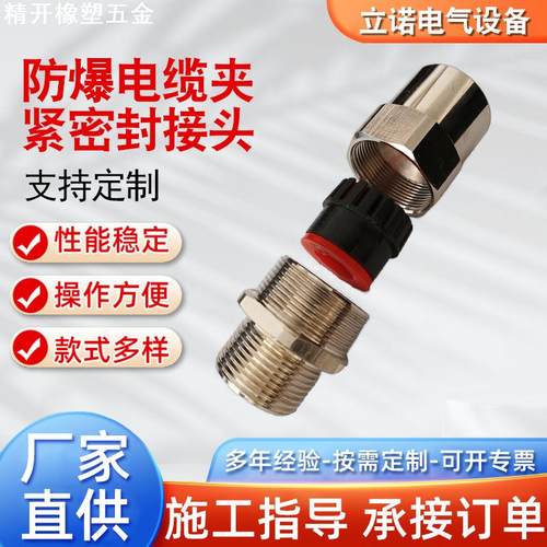 接管式防爆格兰头电缆密封夹紧接头内外丝螺纹304不锈钢格兰头4分