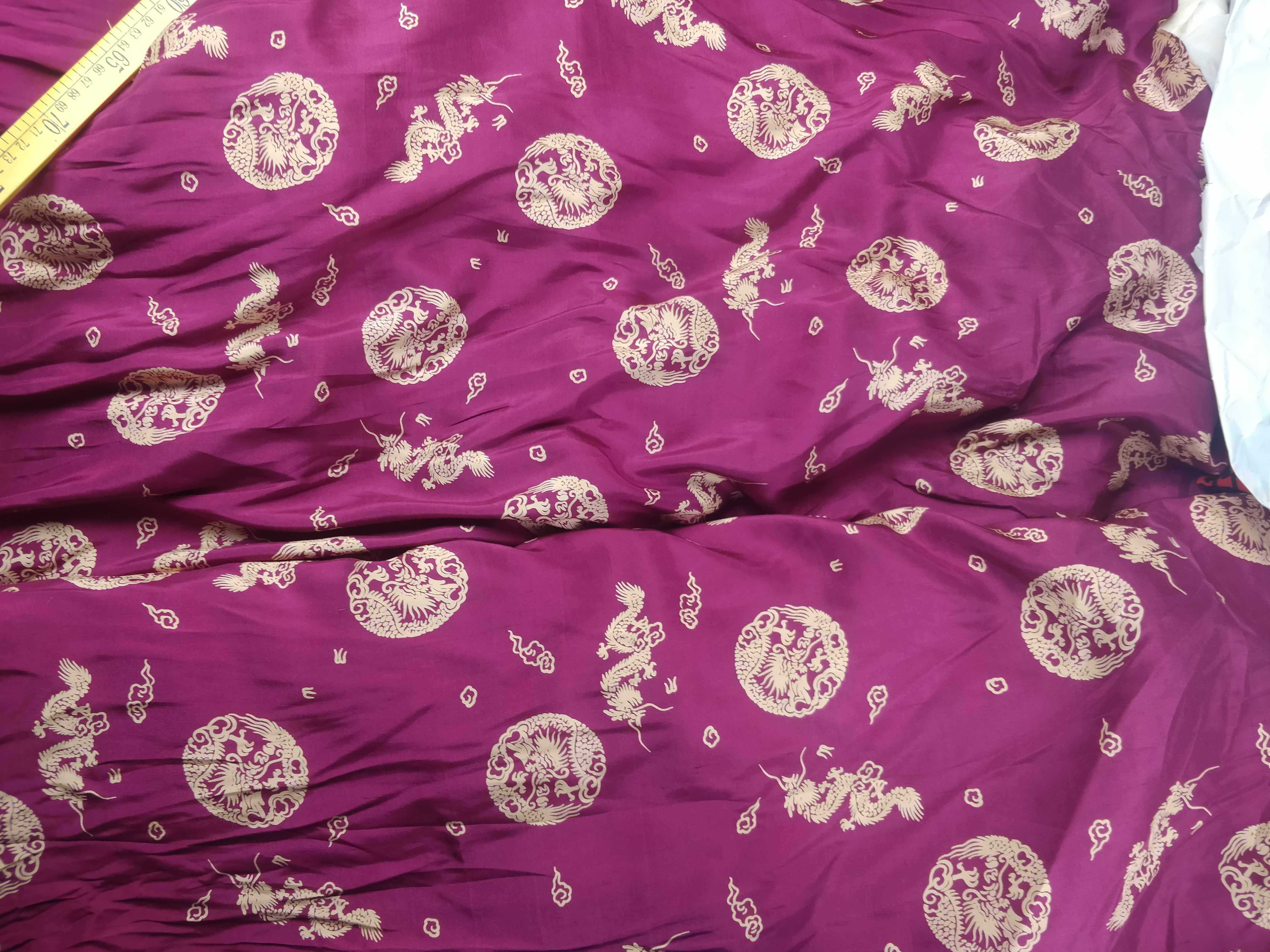 100%桑蚕丝印花双宫绸衬衫古风汉服面料装饰布料