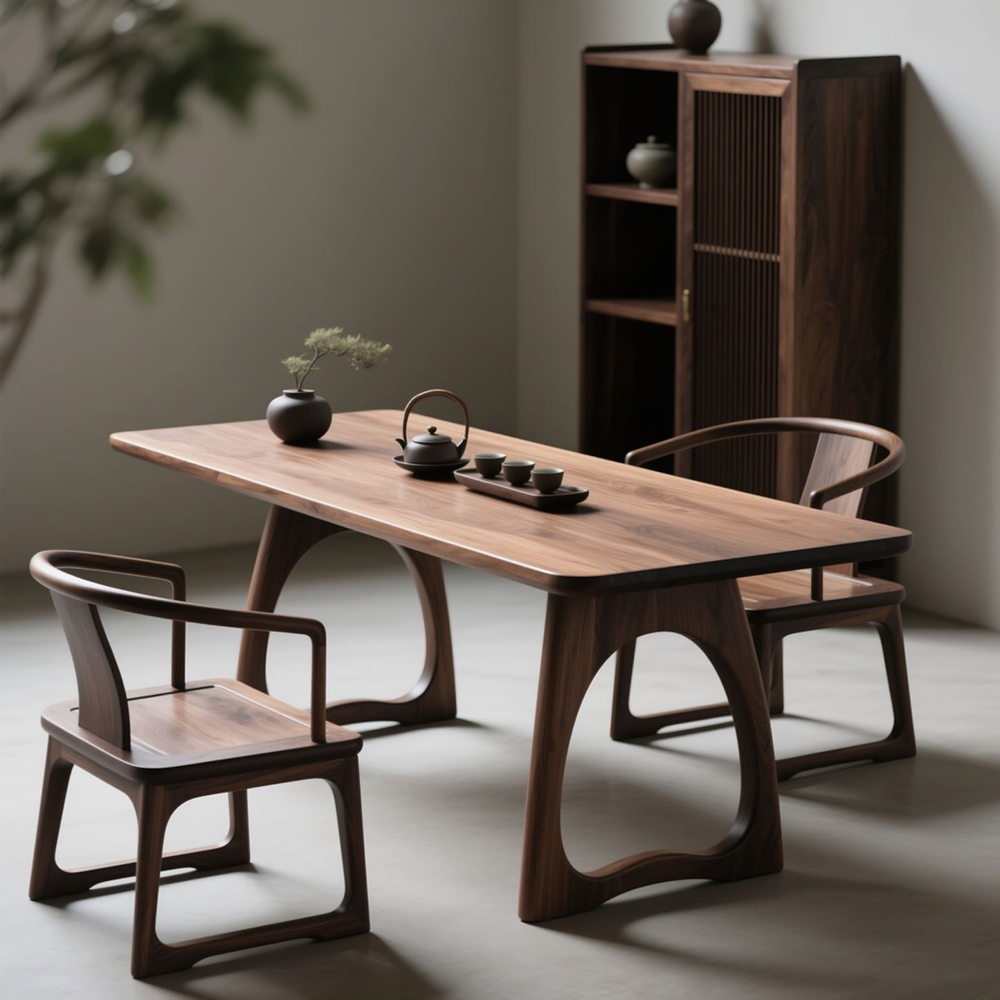 新中式实木茶桌椅组合小户型阳台北美黑胡桃木禅意泡茶台茶室茶几