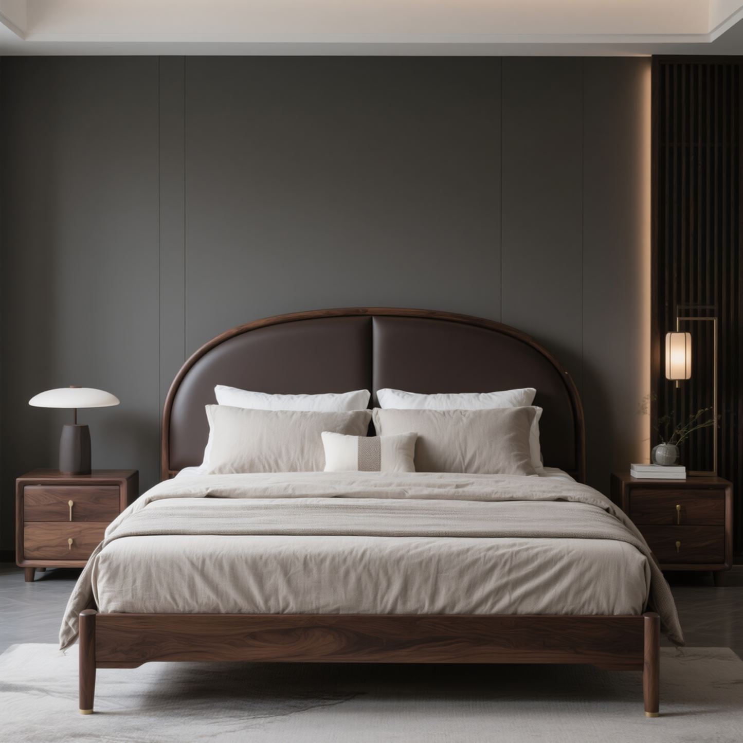 新中式北美黑胡桃木床实木床现代轻奢风卧室双人床高级私人定制