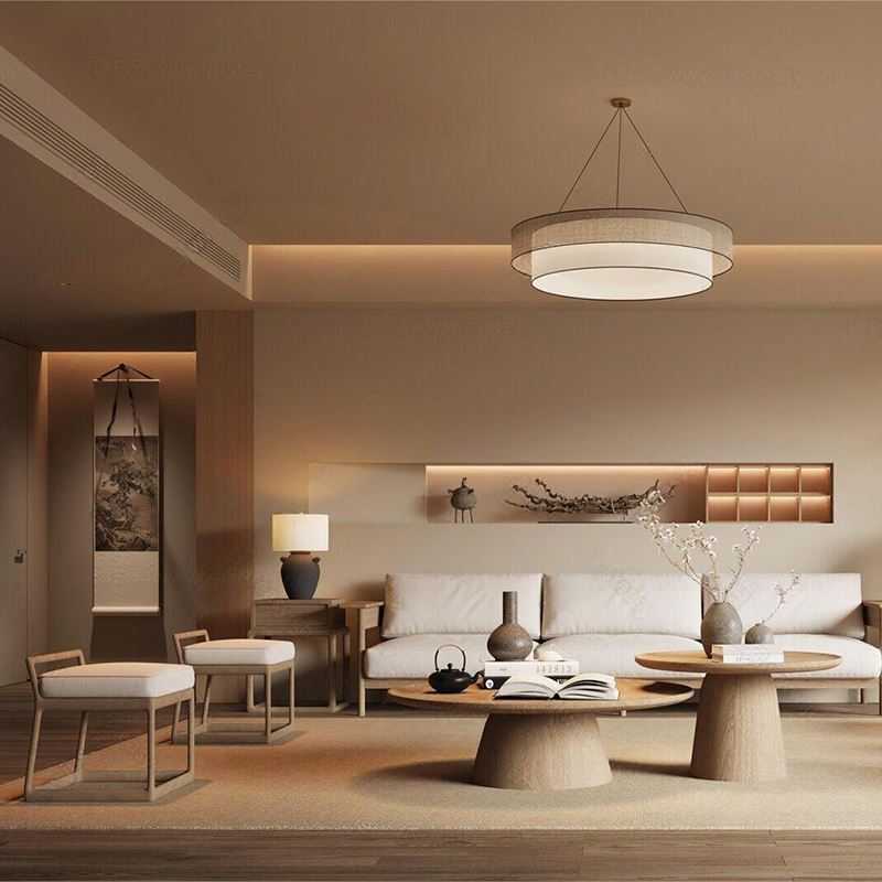 新中式实木沙发茶几组合宋代美学家具别墅客厅禅意沙发椅全屋定制