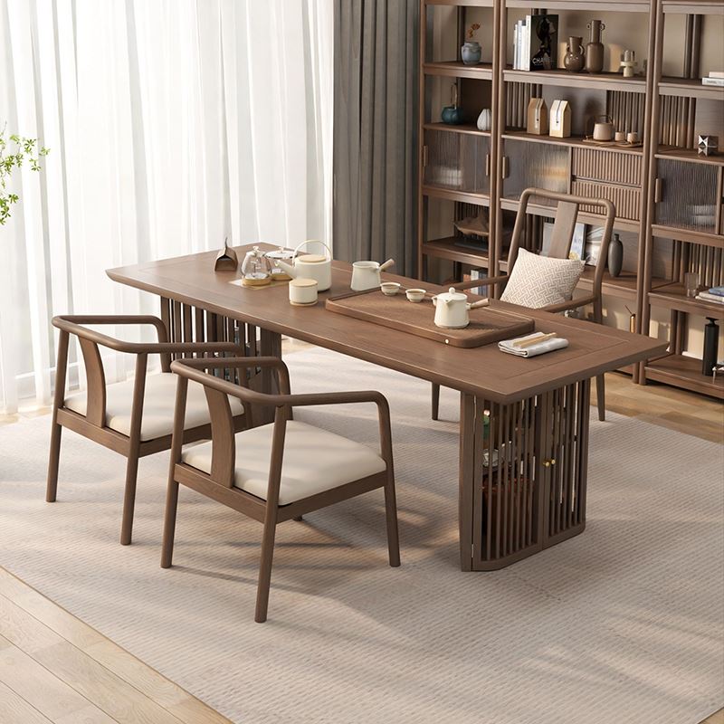 黑胡桃木新中式茶桌实木大板功夫茶台办公室禅意侘寂风高档泡茶桌