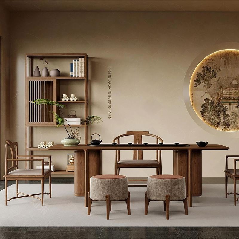宋式美学定制茶桌椅禅意简约家用实木茶桌茶室办公室茶台泡茶桌