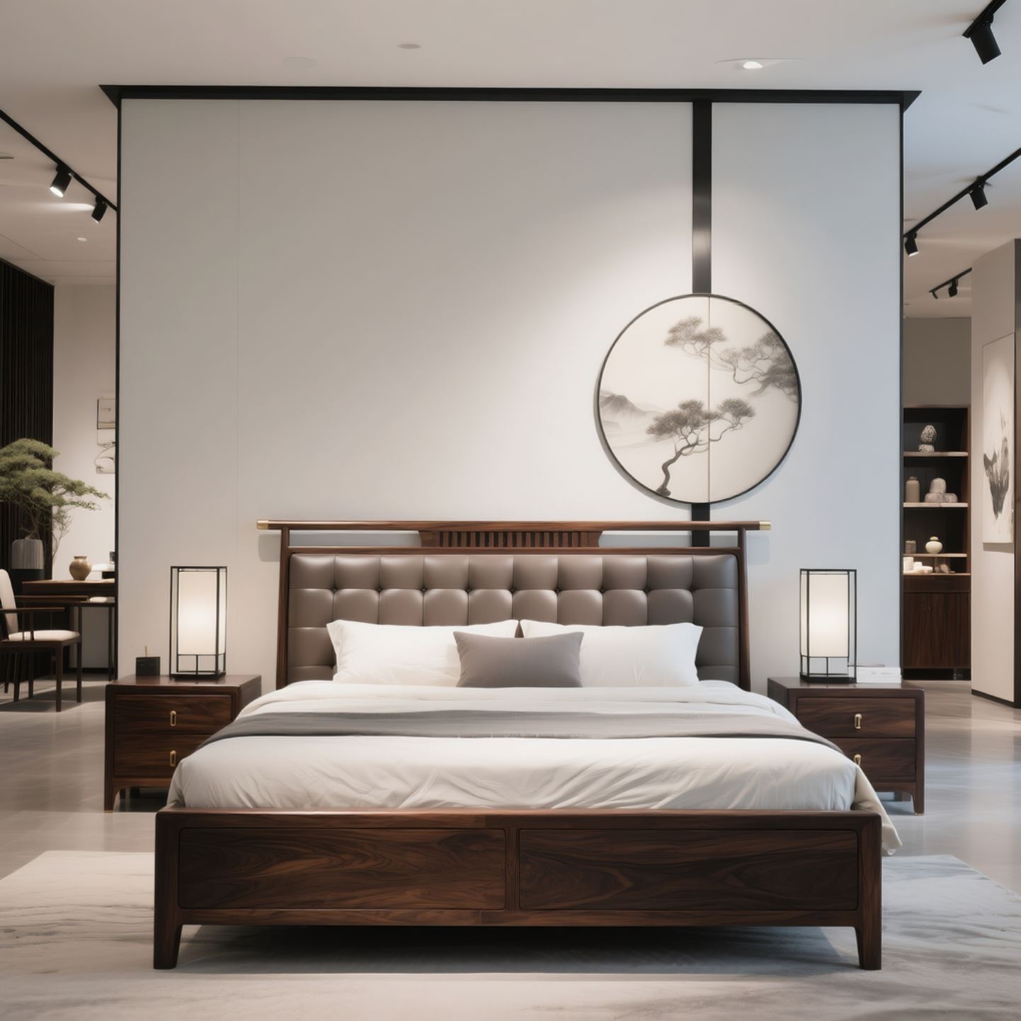 新中式北美黑胡桃木床实木床真皮意式简约风卧室双人床样板房定制