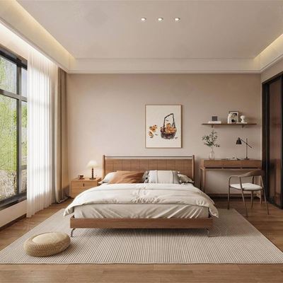 中古实木床现代简约宋式美学风双人床酒店民宿床婚床1.8m床可定制