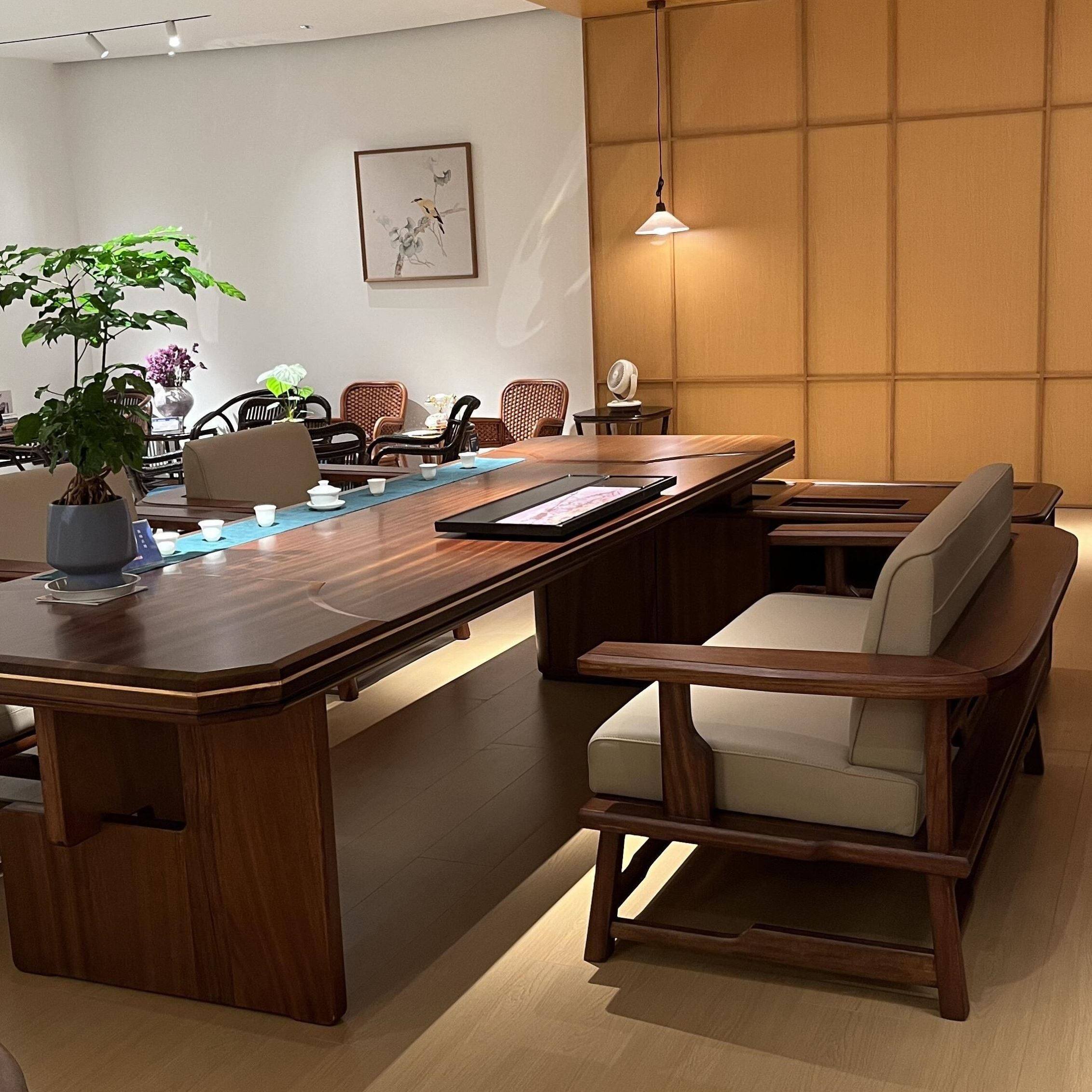 新品宋式美学黑胡桃木茶桌椅高端定制新中式泡茶台别墅设计师同款