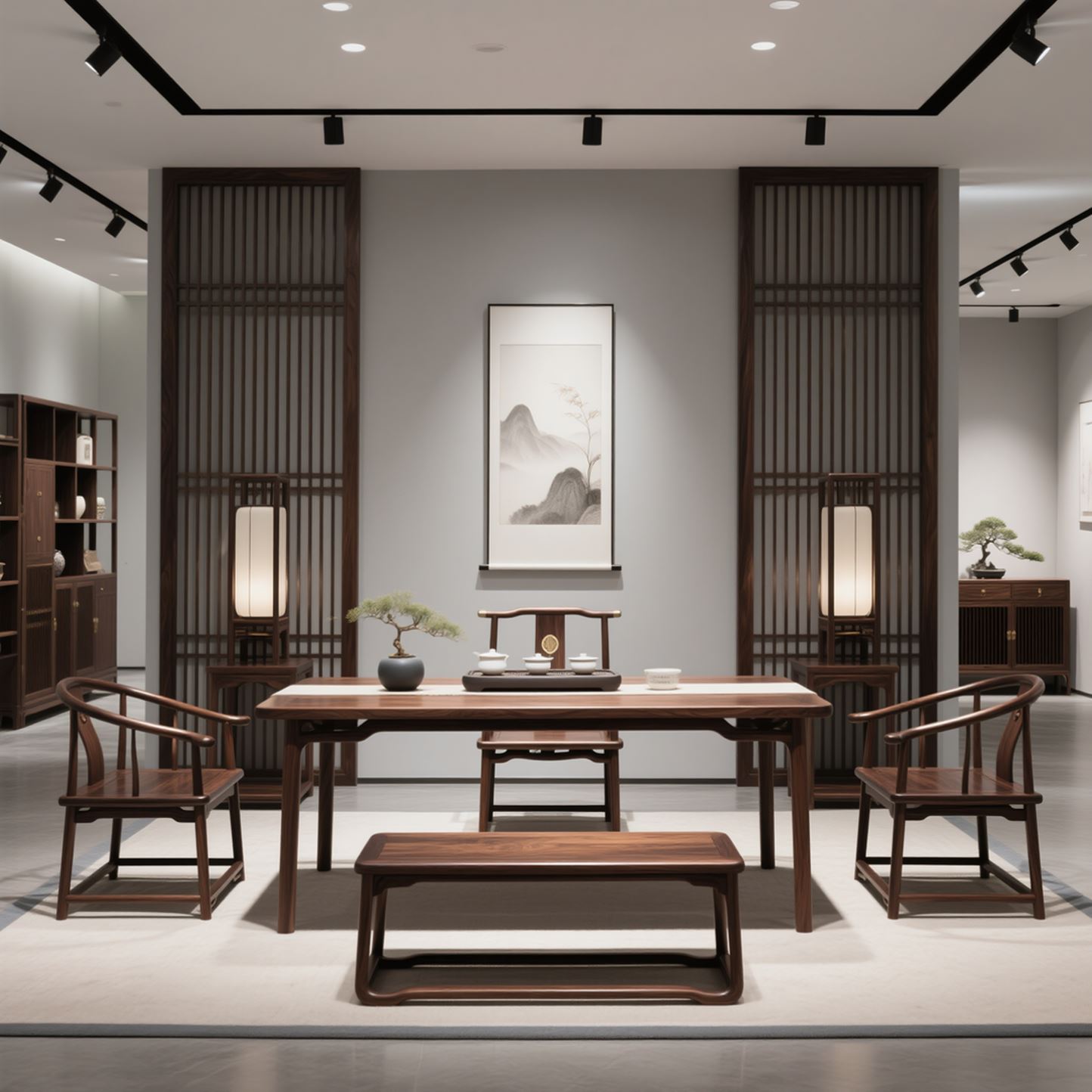 新中式实木茶桌椅组合北美黑胡桃木办公室宋式美学茶台茶室泡茶桌