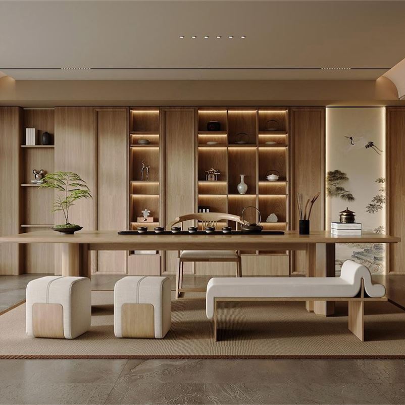 新中式实木茶桌椅现代简约禅意宋式家具茶室茶空间泡茶台全屋定制