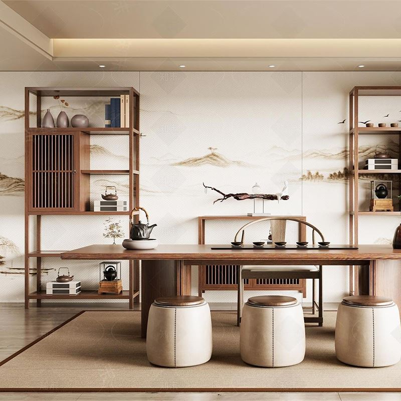 新中式实木茶桌椅组合宋代美学禅意茶室茶台泡茶桌家具全屋可定制