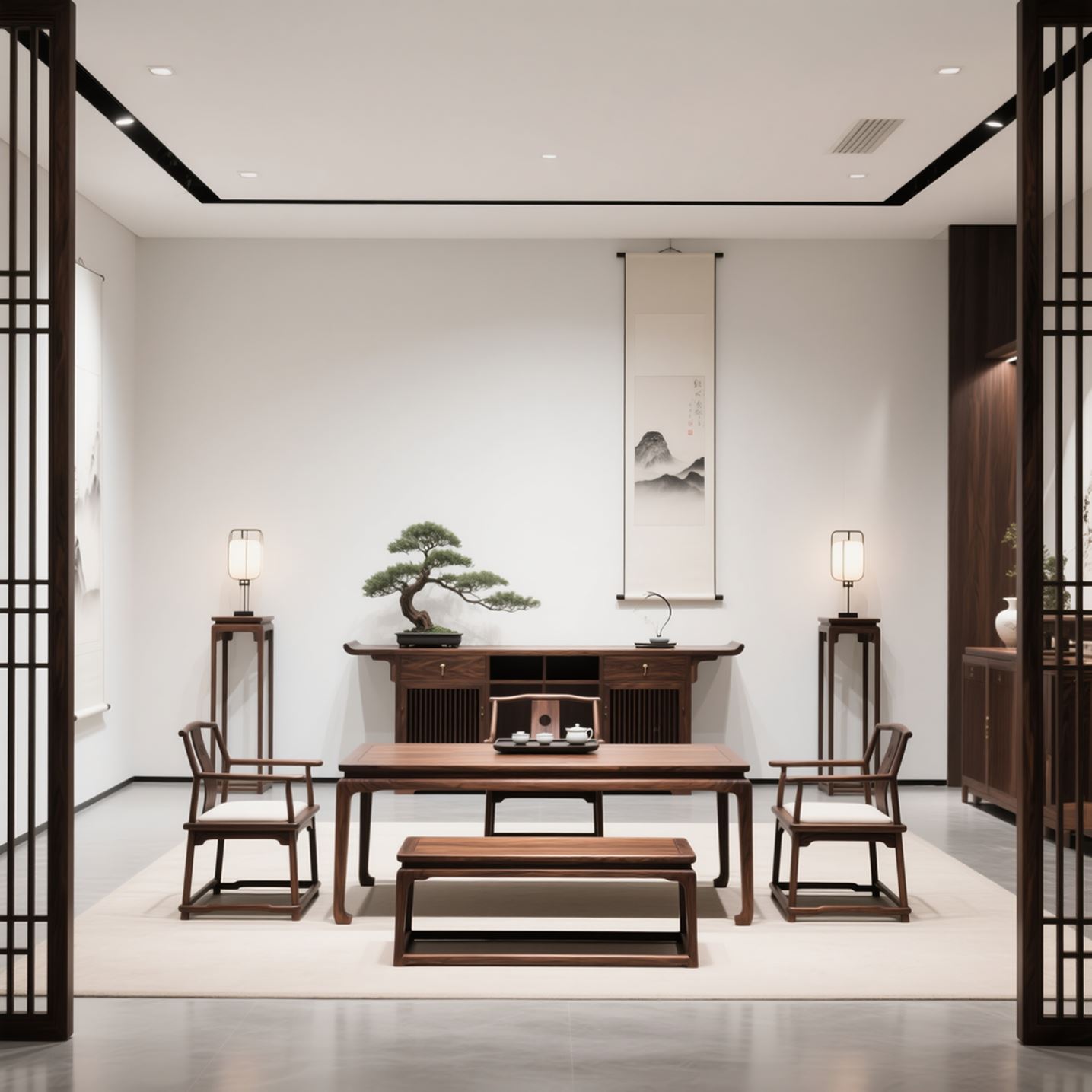 黑胡桃木茶桌新中式实木泡茶台禅意办公茶室功夫茶台宋式美学家具