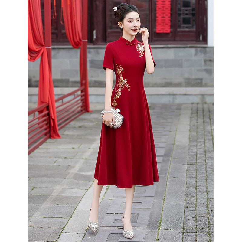 喜婆婆婚礼服妈妈结婚喜服婚宴装春夏新款年轻旗袍气质高级感夏季