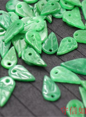 翡翠干青光小树叶金钱扣竹节编织首饰配件摆件人物东南亚纯手工