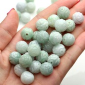 翡翠散珠diy玉手串珠玉石配件13mm雕花龙珠玉珠玉手链