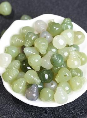 新款青海料和田玉三通佛头配件佛珠手链文玩金刚星月菩提配饰摆件