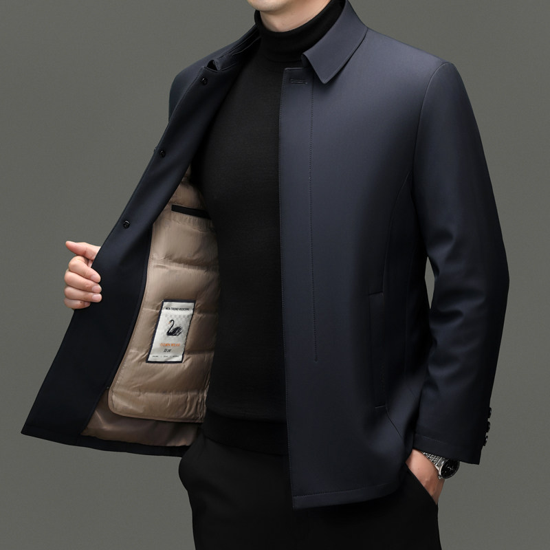 加大码羽绒服男冬季加厚保暖白鸭绒外套中老年爸爸外套装