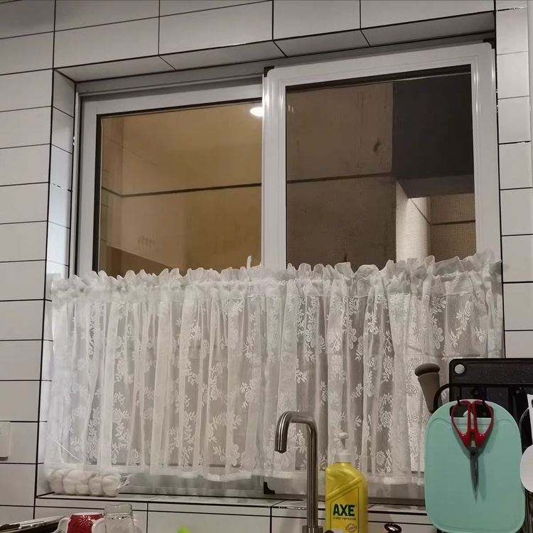 蕾丝短帘田园美式免打孔