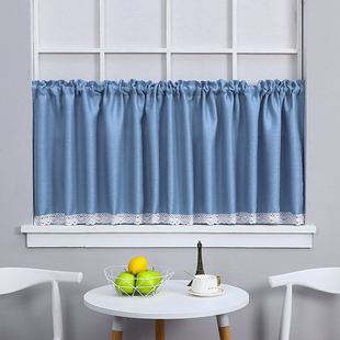 加厚纯色短帘透光不透人乱麻纱帘卧室飘窗短帘落地帘阳台遮挡纱帘