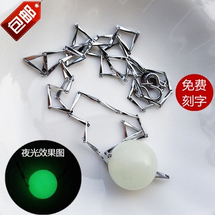 荧光石饰品 夜明珠项链 日韩简约气质女纯银锁骨链创意可定制刻字