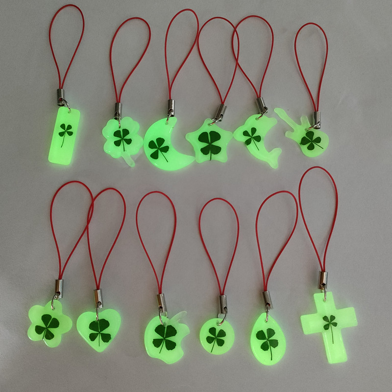 夜光手机链四叶草吊坠定制刻字