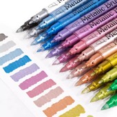 广纳金银12色brush彩色金属油漆珠光笔软毛相册DIY火漆签名记号笔