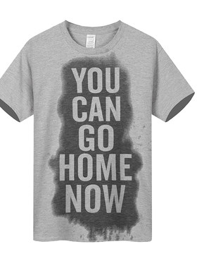出汗显字You can go home now神奇健身房跑步运动文字短袖T恤男女