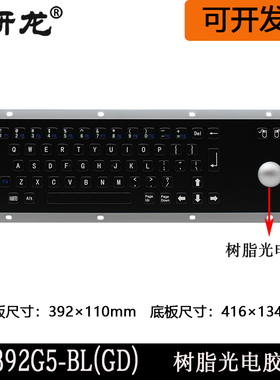 研龙HS392G5-BL(GD)嵌入式金属键盘黑色树脂球IP65防水防静电