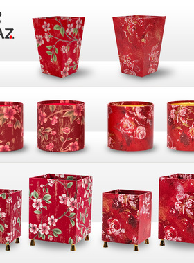 喜庆国风抱抱桶福桶空桶新年年宵花红色花桶礼盒乔迁搬家装饰摆件