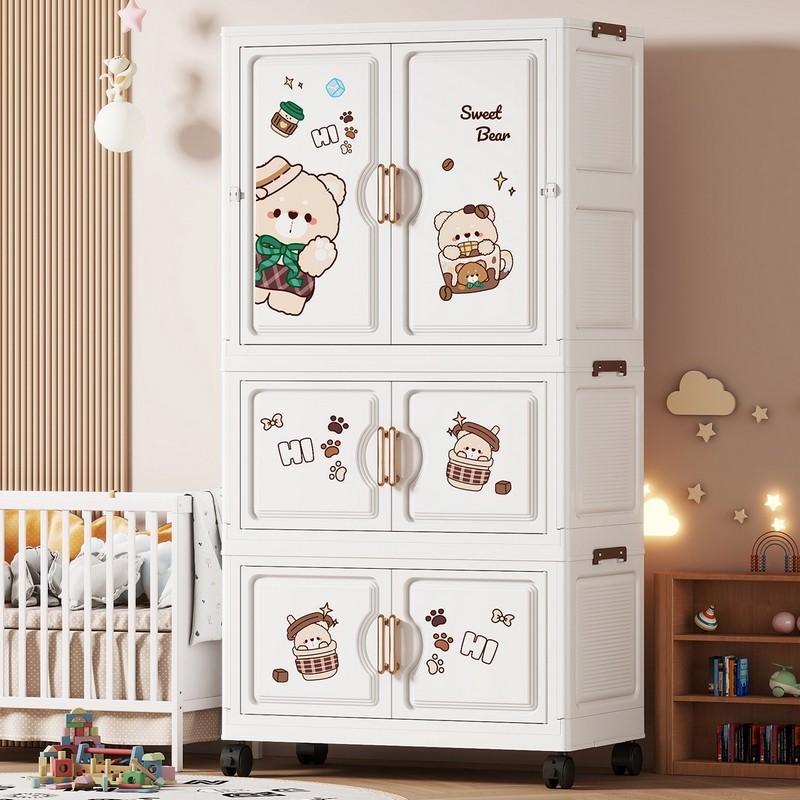 宝宝免安装加厚衣柜婴儿小衣橱儿童衣服收纳柜卧室家用折叠储物柜