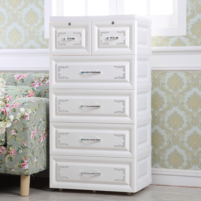 康家50宽欧式抽屉式收纳柜塑料储物柜儿童宝宝衣物整理柜组合衣柜