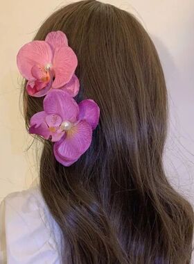 Orchid Flower Hair Clip Elegant Hibiscus Hairpin Side Clip f