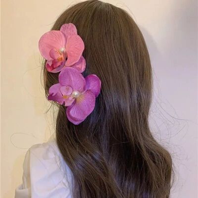 Orchid Flower Hair Clip Elegant Hibiscus Hairpin Side Clip f