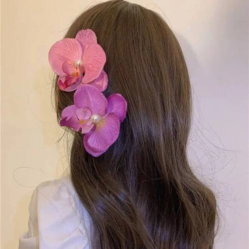 Orchid Flower Hair Clip Elegant Hibiscus Hairpin Side Clip f