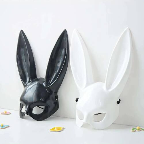Black White Rabbit Mask Halloween Party Decoration Party Lon