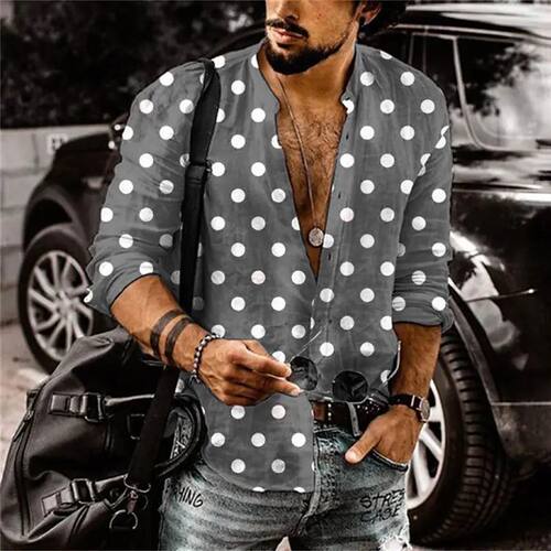 Fashion Dot Pattern Men's Shirt Galaxy Long Sleeve Shirt Art