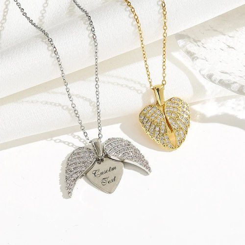 Angel Heart Wing Heart形心形吊坠项链女锁骨链饰品