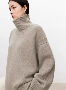Thickened turtleneck 100% pure cashmere sweater women's loos
