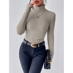 Women's Slim Fit Long-Sleeved Knitwear Bottoms Half Turtlene