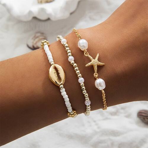 3Pcs Seaside Bohemian Starfish Shells Bracelets Set for Wome