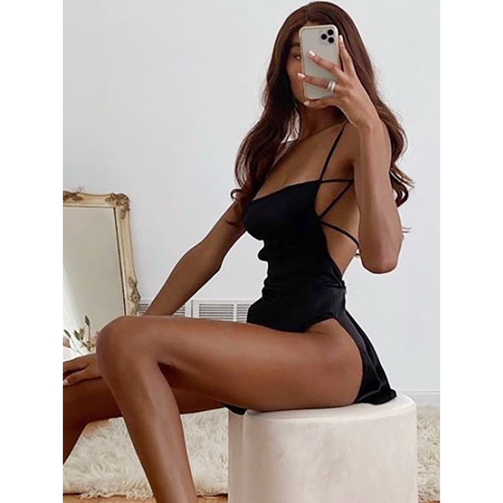 Summer Sexy Bodycon White Dress Red Y2k High Split Mini Band