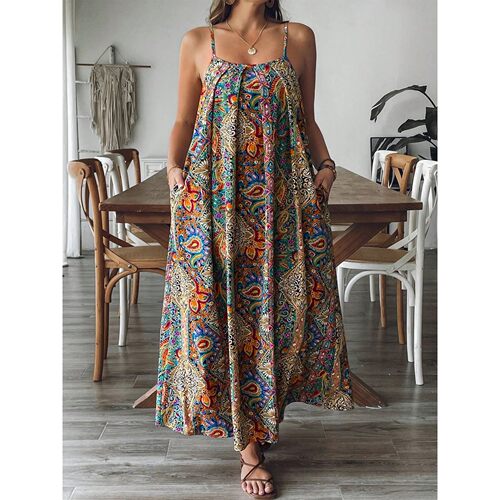 Plus Size Floral Paisley Maxi Dress Flowy Beachy Boho Vacati