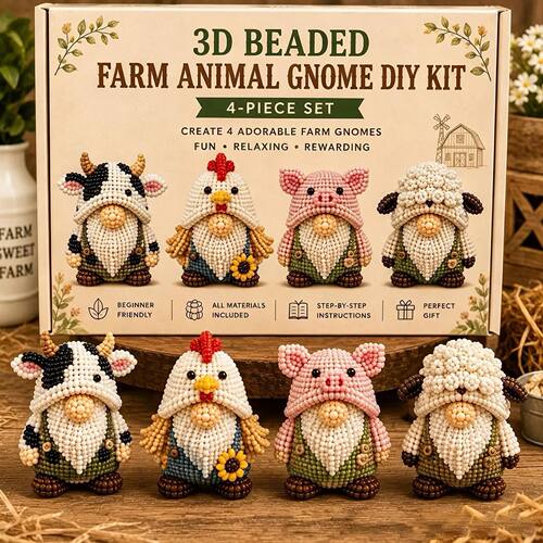 3D Beaded Gnome Craft Kit 3D Gnome Beading DIY Craft Kits Be