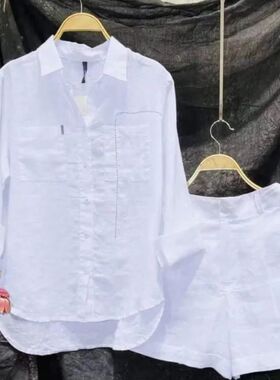 Summer Cotton Linen Casual Home 2 Piece Set For Women 2024 F