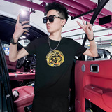 2025夏社会风龙刺绣短袖T恤男修身1XZ403-1-T8003-P38限5，男装T恤，电商C301