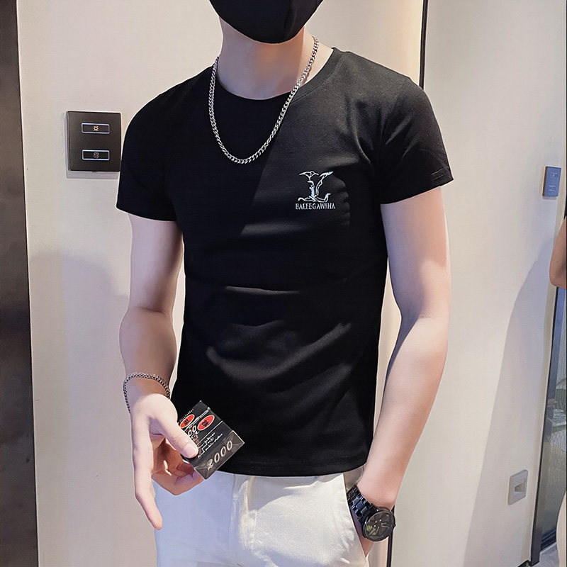 2025夏社会刺绣印花短袖T恤男修身1XZ403-1-T6013-P38限58,男装T恤,电商C301
