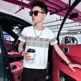 2025夏社会小伙名族印花短袖T恤男修身T1XZ403-1-T5006-P38限58，男装T恤，电商C301