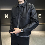 2025秋店主风多口袋设计水洗翻领皮夹克外套3403-1-JK7595-P128，男装夹克，电商C301